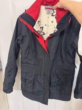 Columbia Black Ski Jacket with Red Trim